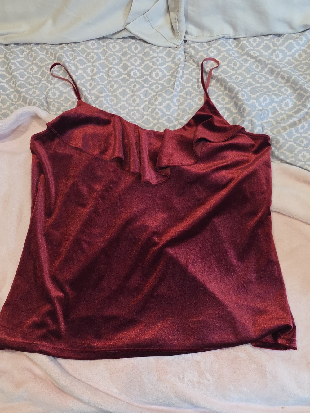 Old Navy Velvet Ruffle Camisole - Burgundy Wine